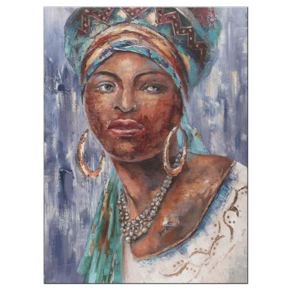 malovaný obraz s portrétem africké ženy - Etno II.